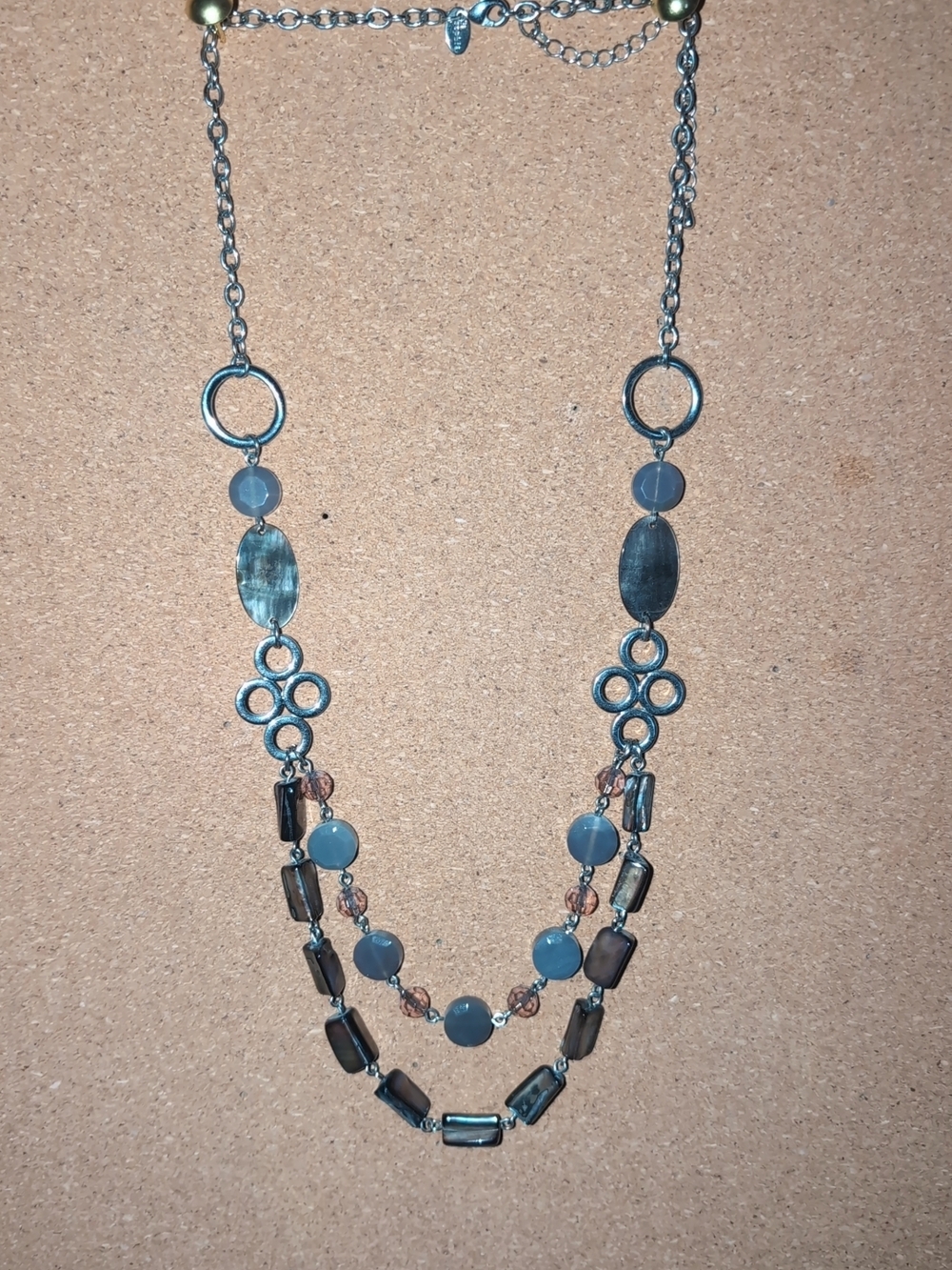 Multi-Strand Gray Beaded Women's Necklace